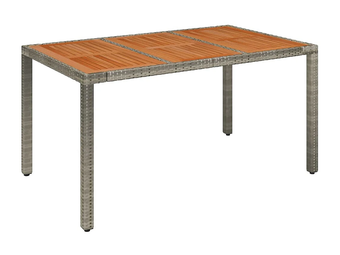 Table de jardin dessus en bois Gris 150x90x75 cm Résine tressée GHR38057