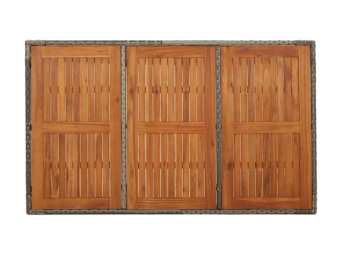 Table de jardin dessus en bois Gris 150x90x75 cm Résine tressée GHR38057