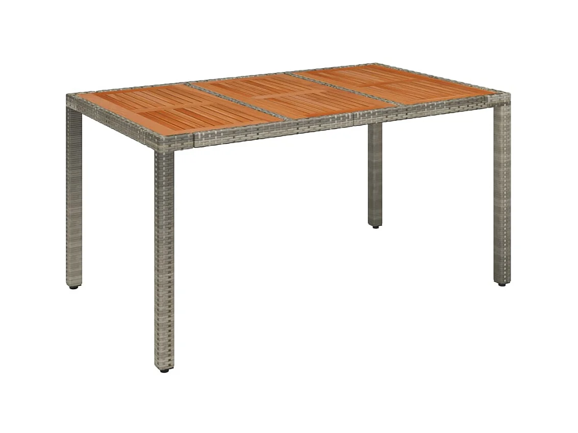 Table de jardin dessus en bois Gris 150x90x75 cm Résine tressée GHR38057