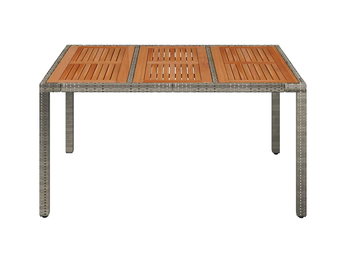 Table de jardin dessus en bois Gris 150x90x75 cm Résine tressée GHR38057