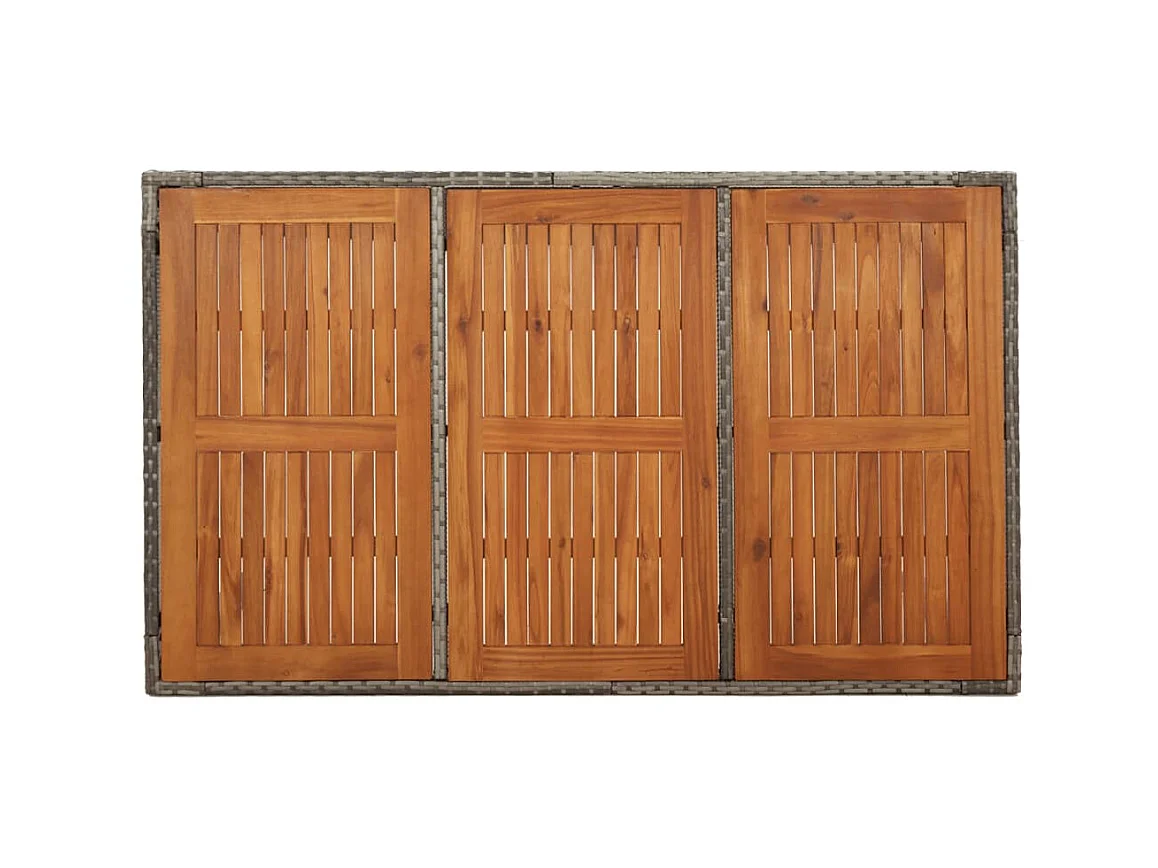 Table de jardin dessus en bois Gris 150x90x75 cm Résine tressée GHR38057