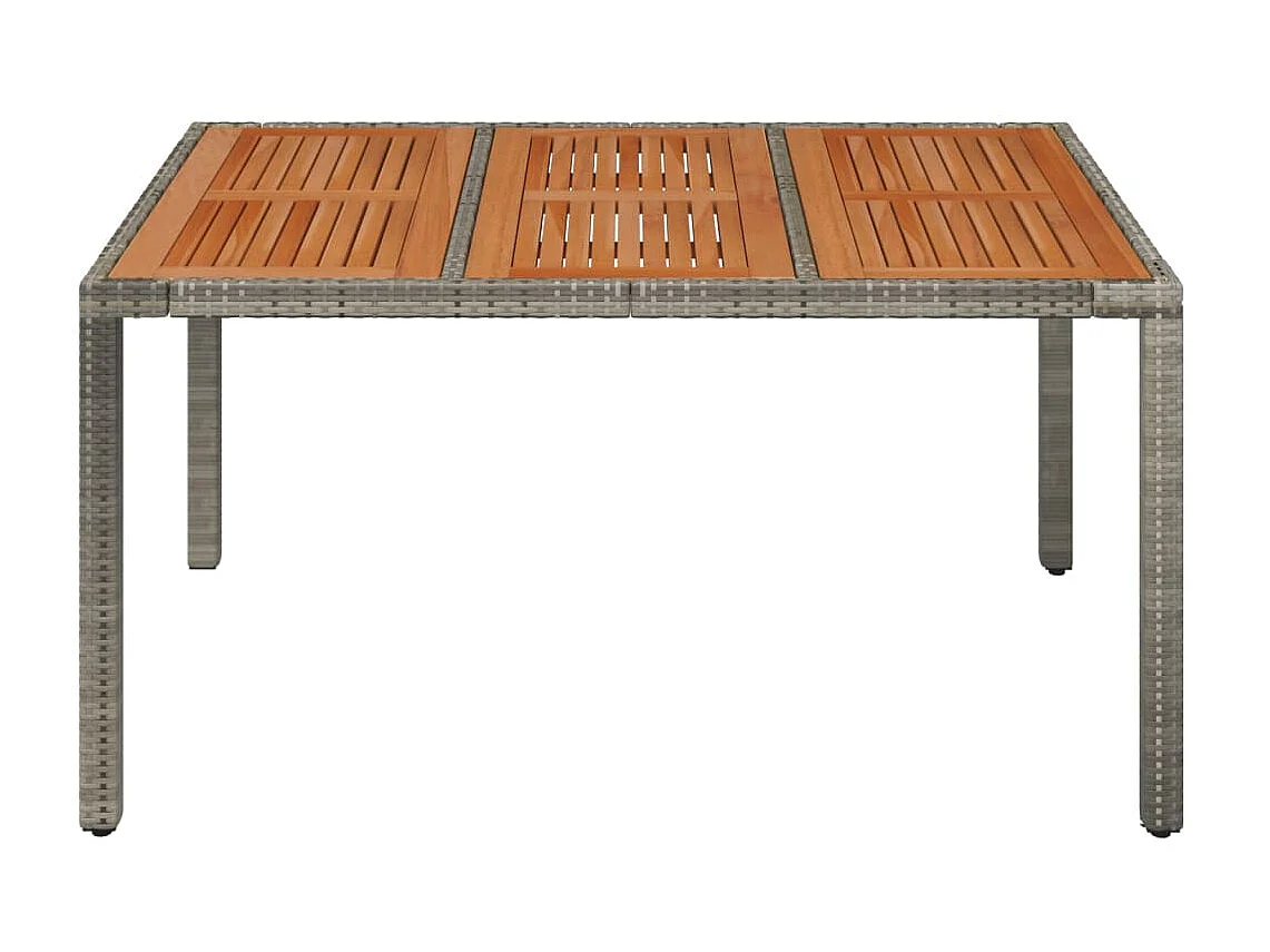 Mesa de jardim com tampo de madeira 150x90x75 cm vime PE cinza PT240426