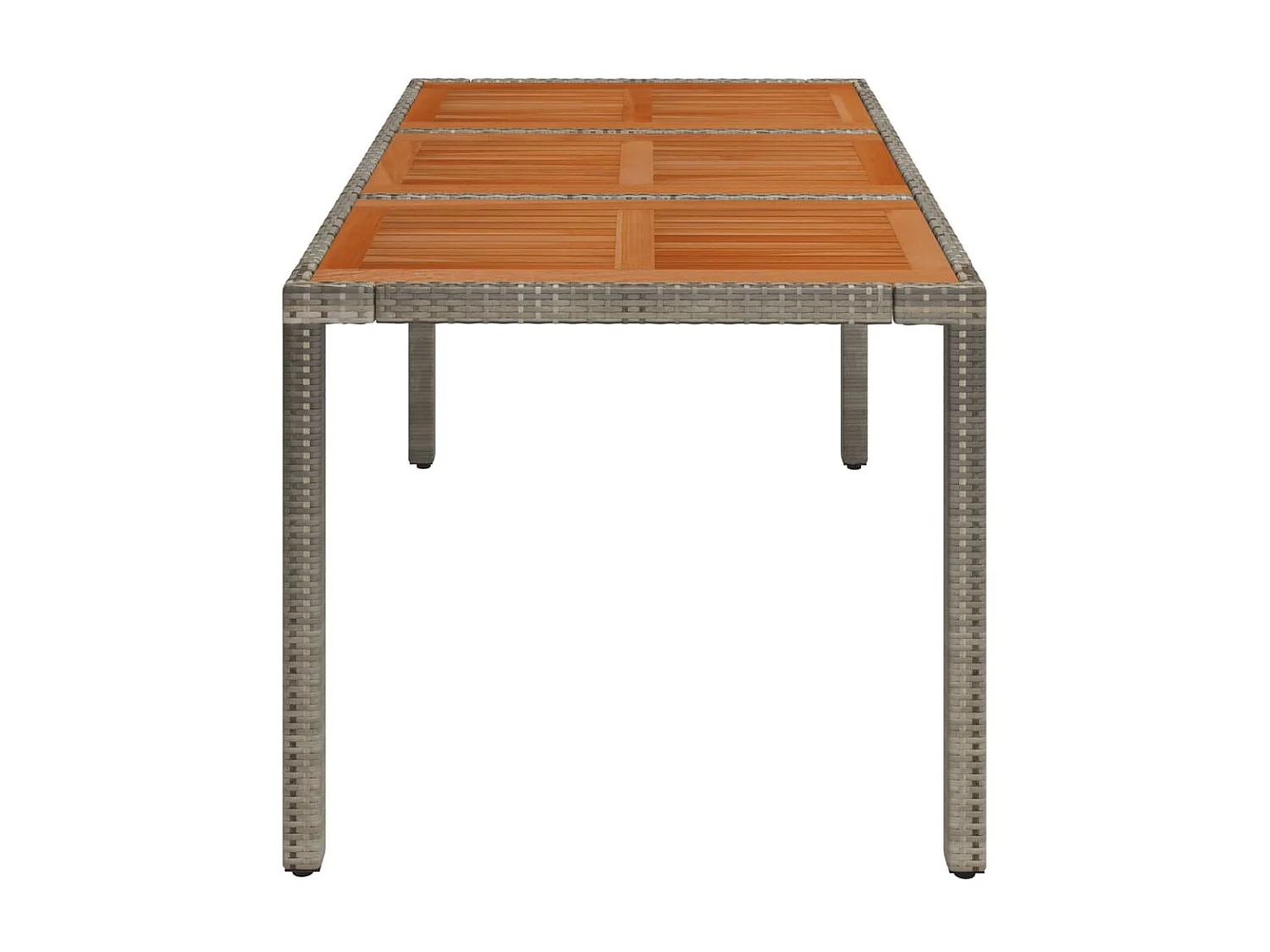 Mesa de jardim com tampo de madeira 150x90x75 cm vime PE cinza PT240426