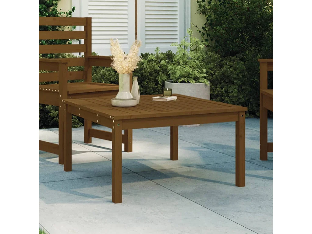 Table de jardin marron miel 82,5x82,5x45 cm bois massif de pin GHR24511