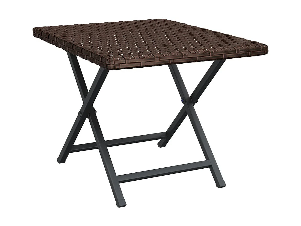 Table pliable marron 45x35x32 cm résine tressée GHR95548