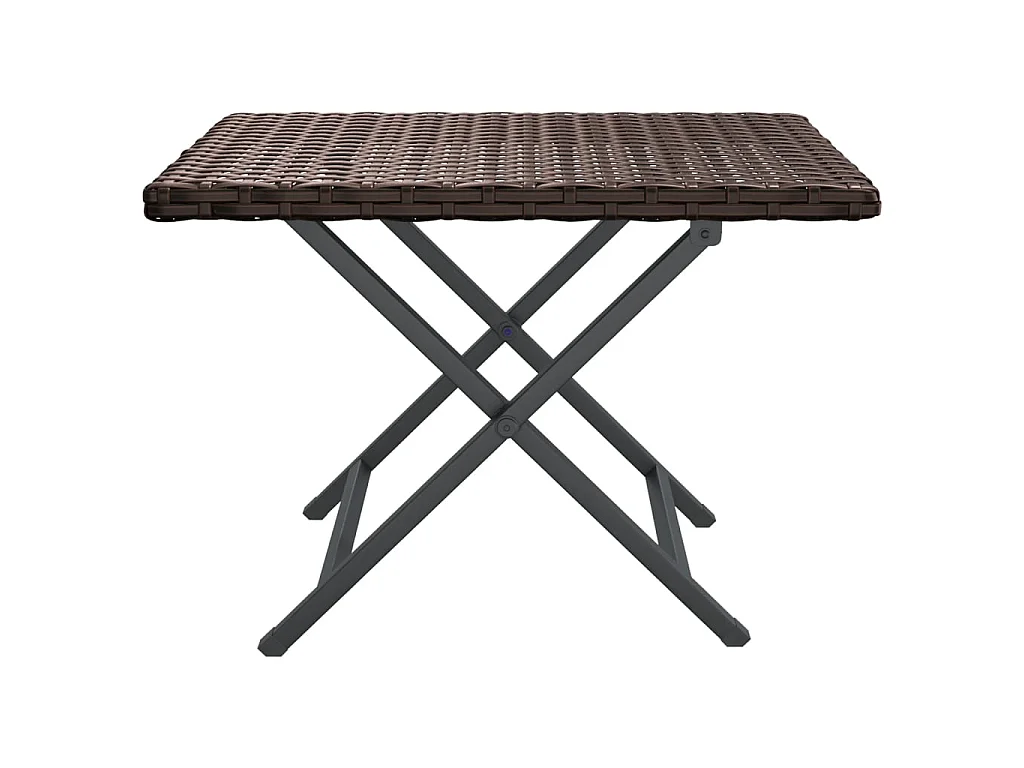 Table pliable marron 45x35x32 cm résine tressée GHR95548