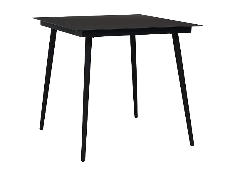 Table à manger de jardin Noir 80x80x74 cm Acier et verre GHR76896