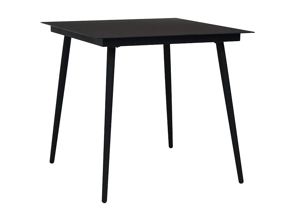 Table à manger de jardin Noir 80x80x74 cm Acier et verre GHR76896
