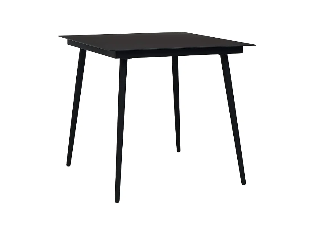 Table à manger de jardin Noir 80x80x74 cm Acier et verre GHR76896