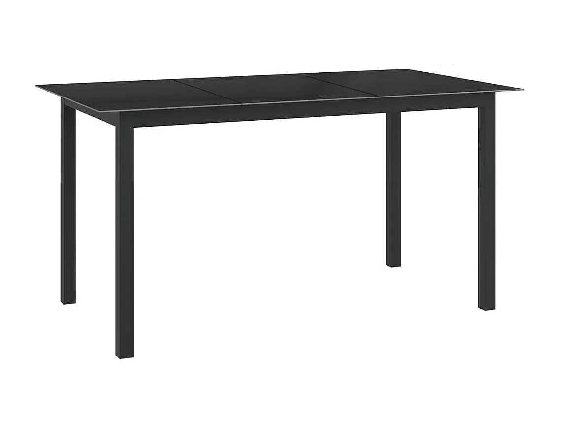 Mesa de comedor de jardín de aluminio y vidrio negro 150x90x74 cm KOW20198