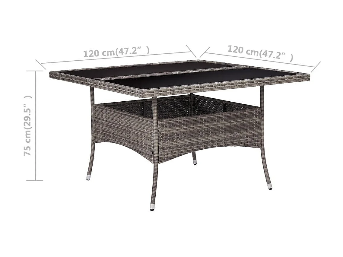 Table à manger de jardin Gris Résine tressée et verre GHR76474