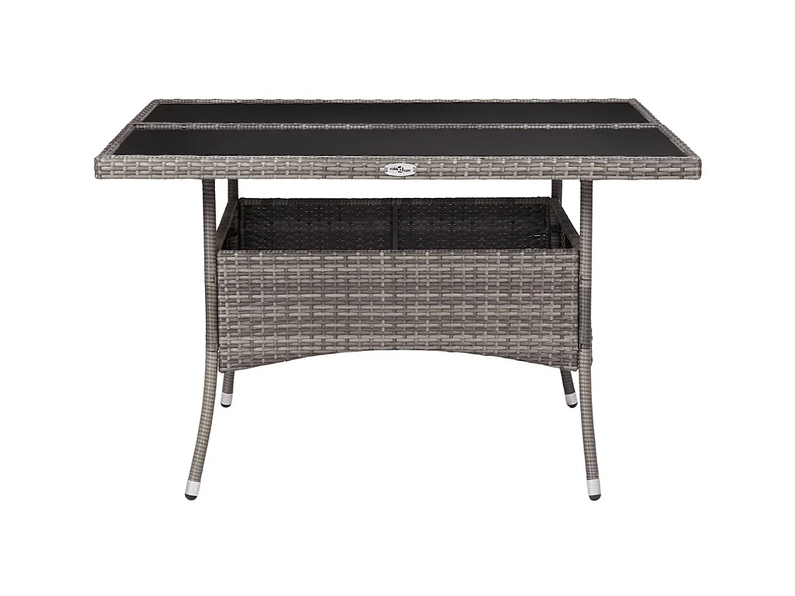 Table à manger de jardin Gris Résine tressée et verre GHR76474
