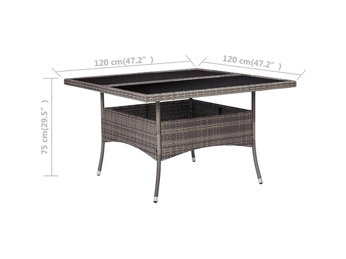 Table à manger de jardin Gris Résine tressée et verre GHR76474