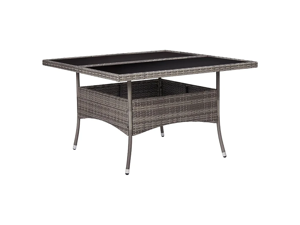 Tuintafel poly rattan en glas grijs NL879875