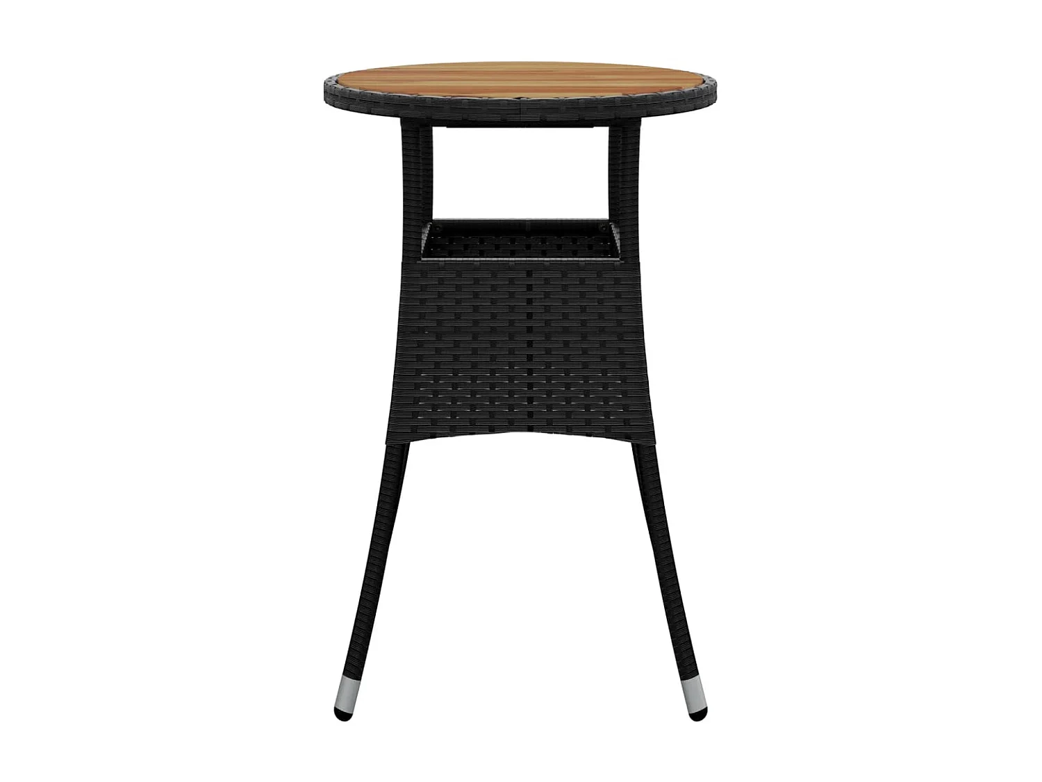 Table de jardin Ø60x75 cm Acacia et résine tressée Noir GHR39865