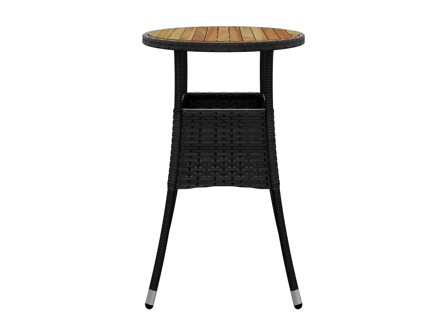 Table de jardin Ø60x75 cm Acacia et résine tressée Noir GHR39865