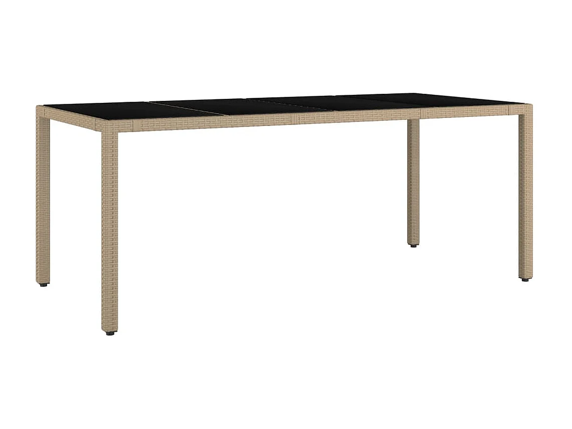 Table de jardin plateau en verre Résine tressée verre trempé GHR70586