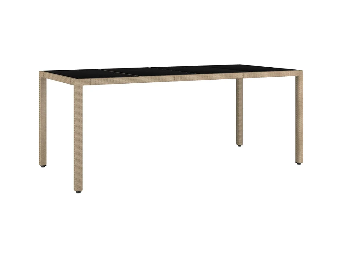 Table de jardin plateau en verre Résine tressée verre trempé GHR70586