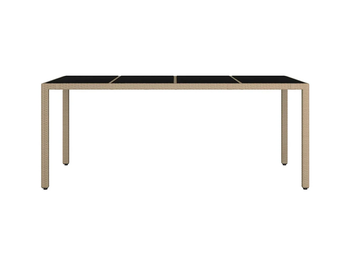 Table de jardin plateau en verre Résine tressée verre trempé GHR70586