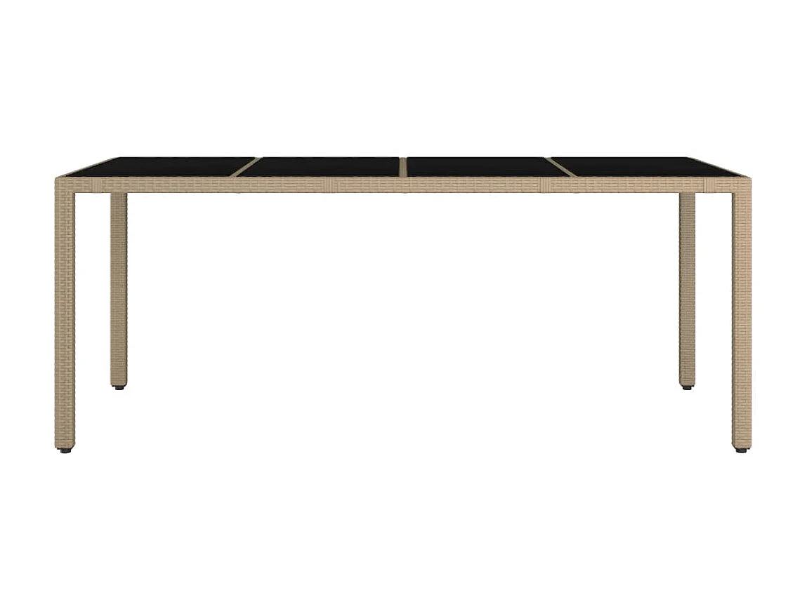 Mesa de jardim c/ tampo de vidro vime PE/vidro temperado bege PT989053