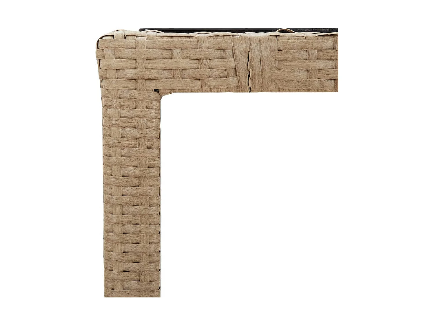 Mesa de jardim c/ tampo de vidro vime PE/vidro temperado bege PT989053