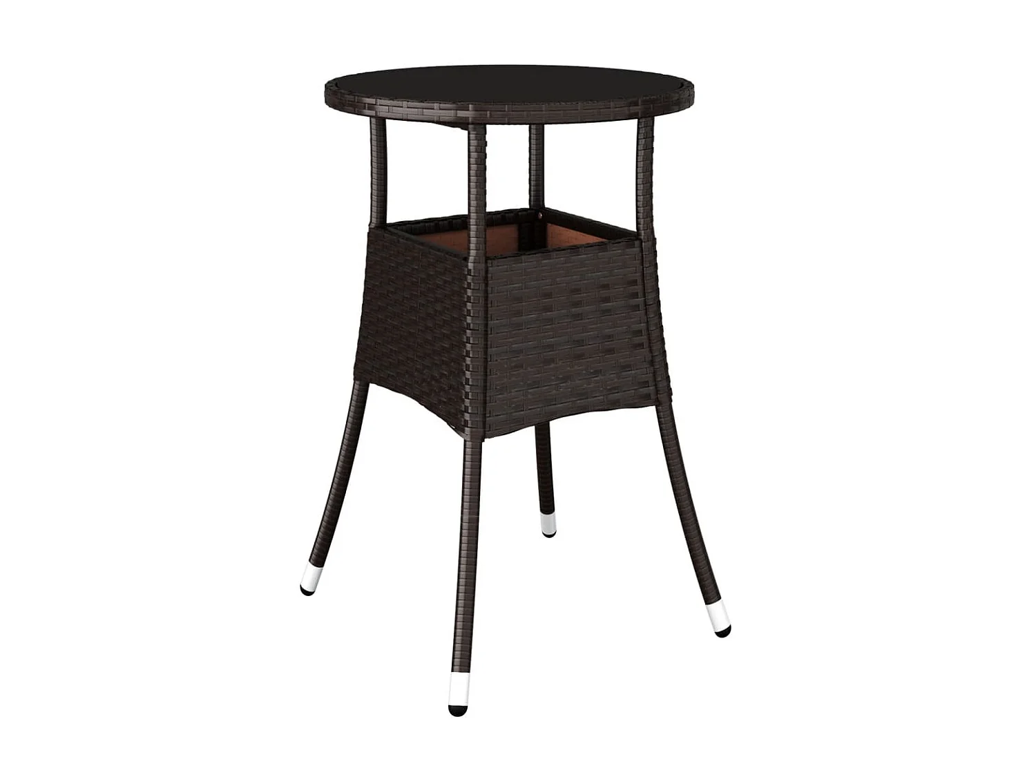 Table de jardin Ø60x75 cm Verre trempé/résine tressée Marron GHR79162