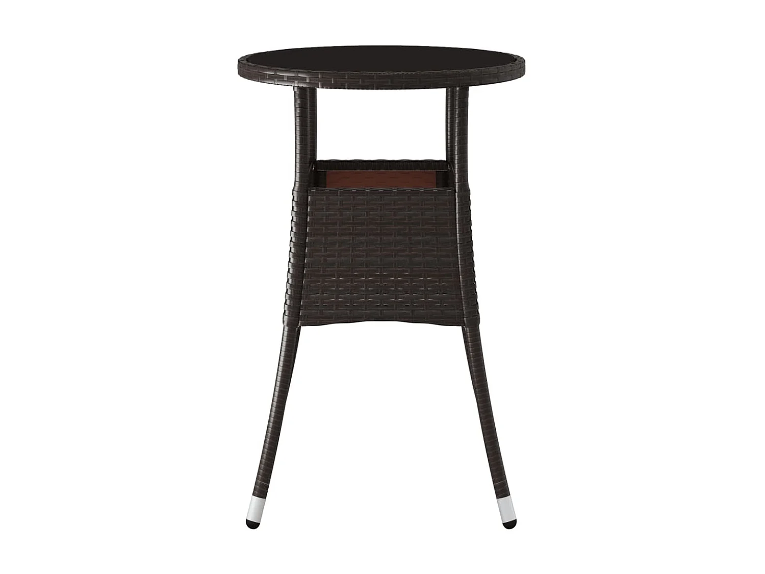 Table de jardin Ø60x75 cm Verre trempé/résine tressée Marron GHR79162