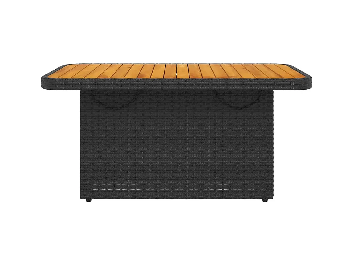 Table de jardin noir 90x55x71 cm résine tressée et bois acacia GHR25268