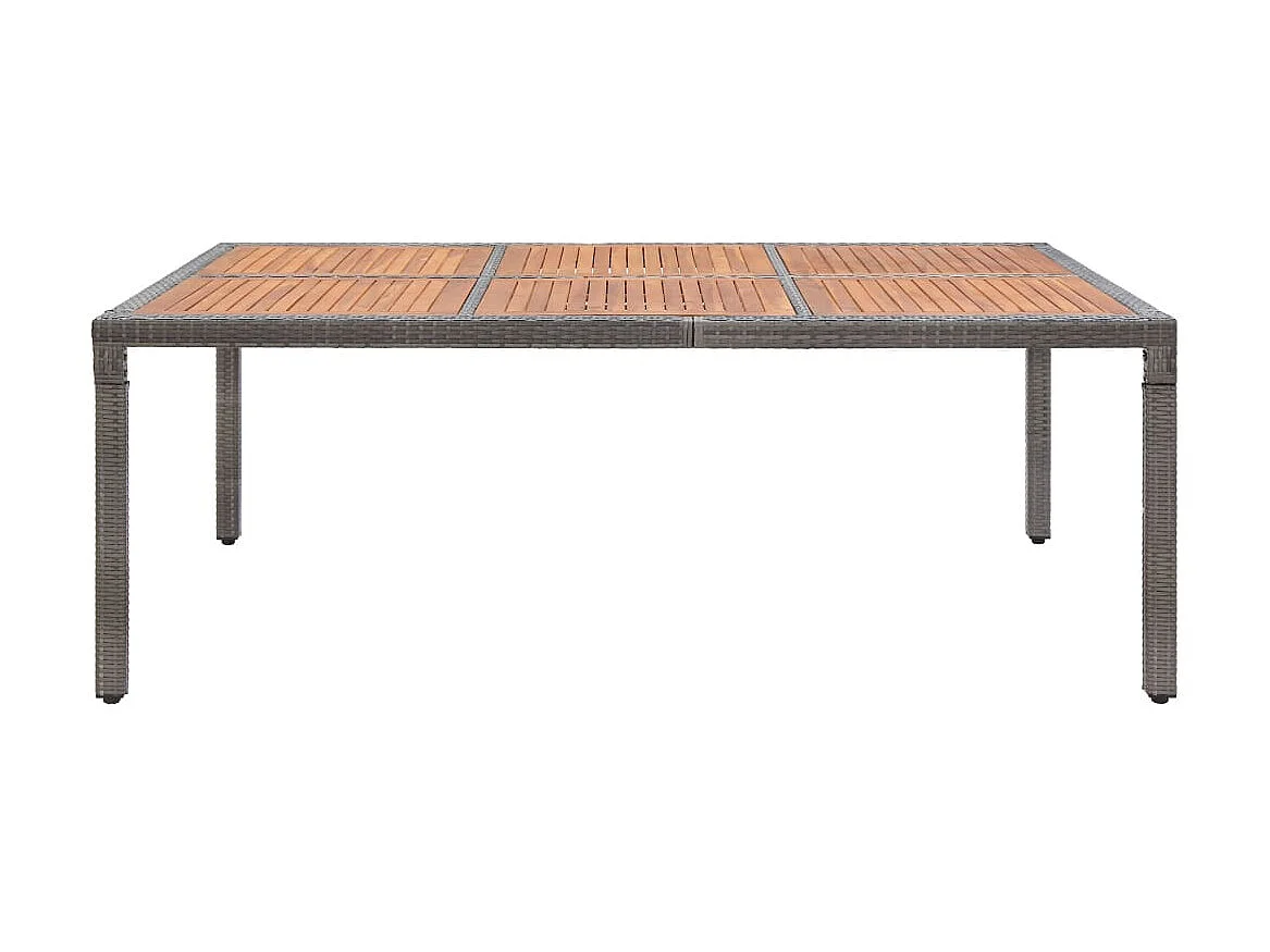 Table de jardin Gris 200x150x74 cm Résine tressée et acacia GHR13572