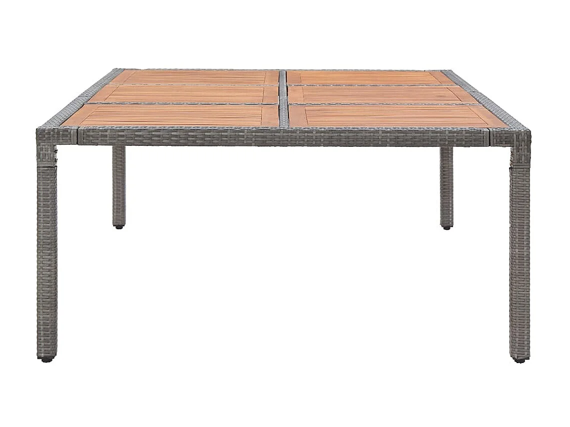 Table de jardin Gris 200x150x74 cm Résine tressée et acacia GHR13572