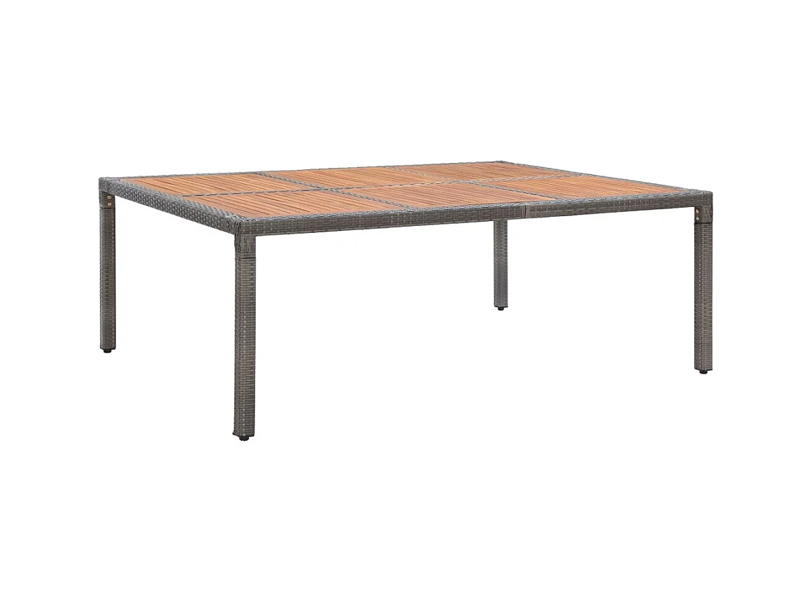 Table de jardin Gris 200x150x74 cm Résine tressée et acacia GHR13572