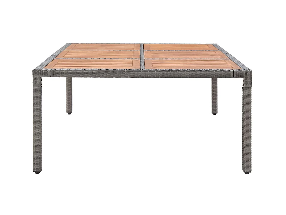 Table de jardin Gris 200x150x74 cm Résine tressée et acacia GHR13572