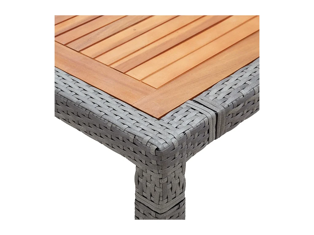 Table de jardin Gris 200x150x74 cm Résine tressée et acacia GHR13572