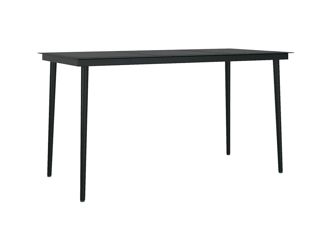 Table à manger de jardin Noir 140x70x74 cm Acier et verre GHR61741