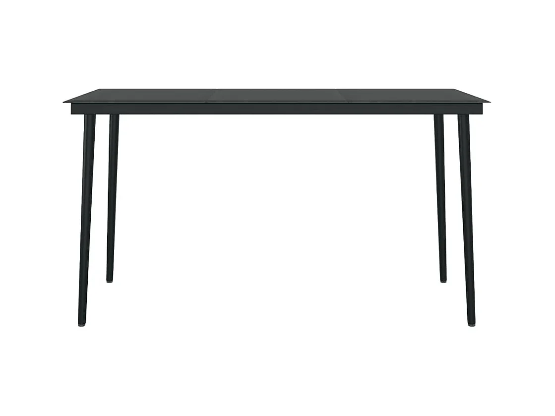 Table à manger de jardin Noir 140x70x74 cm Acier et verre GHR61741