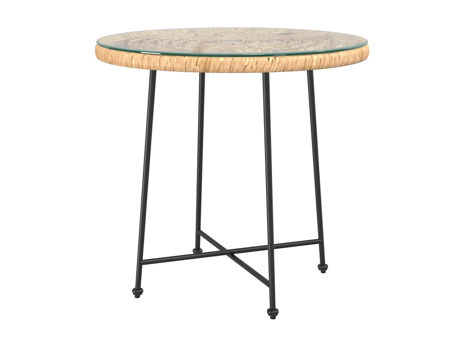 Mesa de jantar Ø80 cm  vidro temperado e aço PT721427