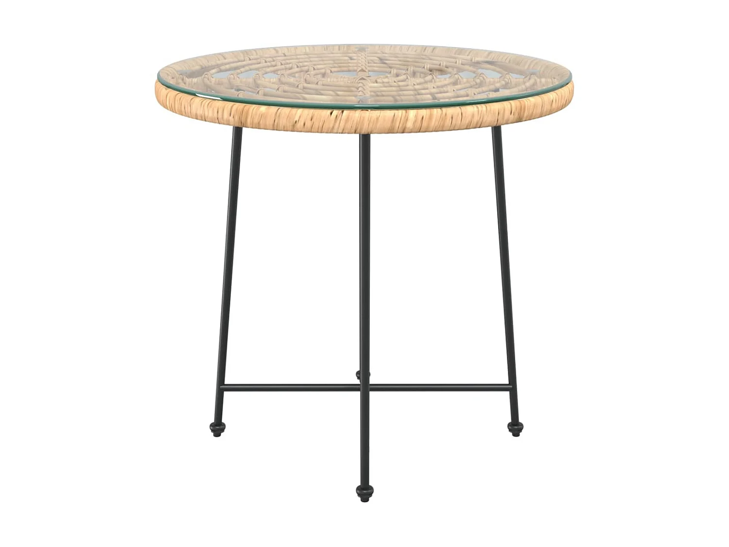 Mesa de jantar Ø80 cm  vidro temperado e aço PT721427