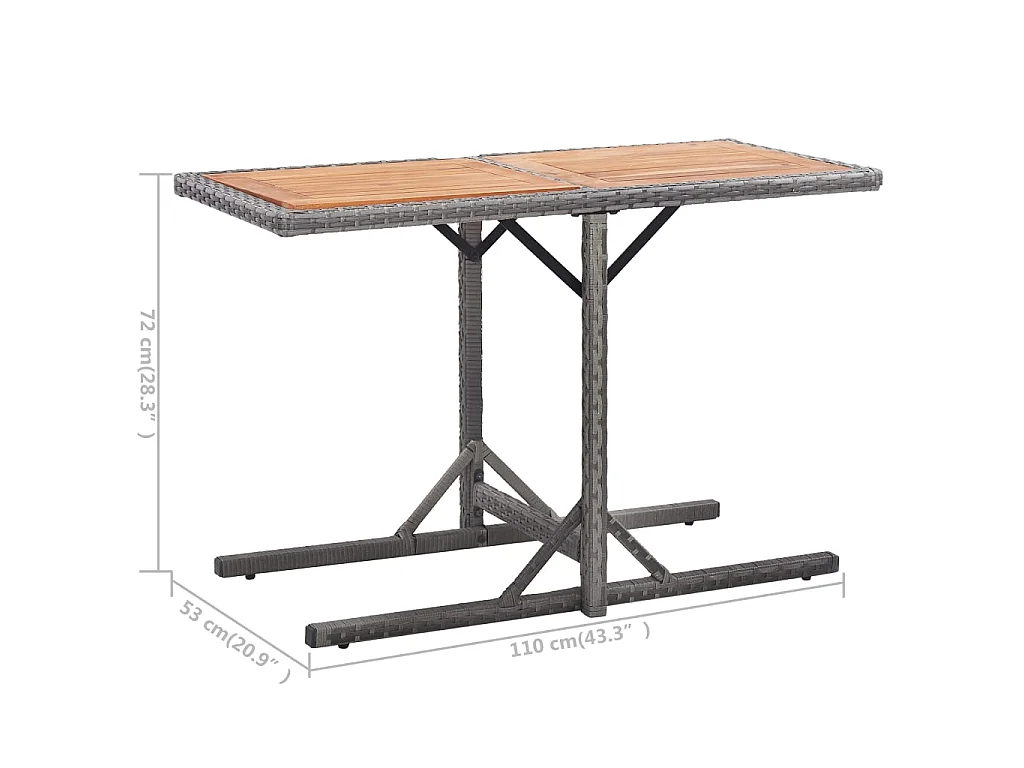 Tuintafel poly rattan en massief acaciahout antraciet NL840304
