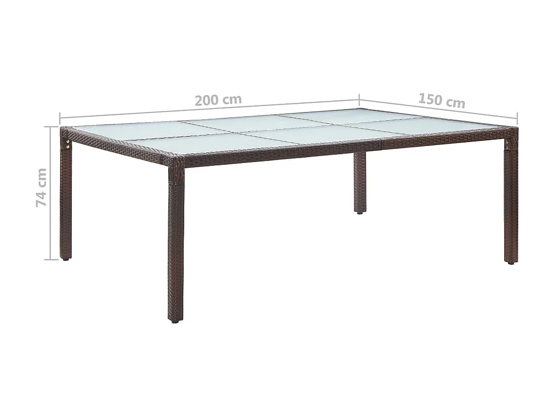 Mesa de comedor de jardín marrón 200x150x74 cm ratán sintético KOW11064