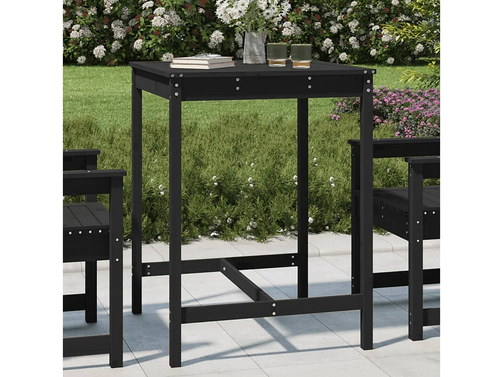 Table de jardin noir 82,5x82,5x110 cm bois massif de pin GHR58568