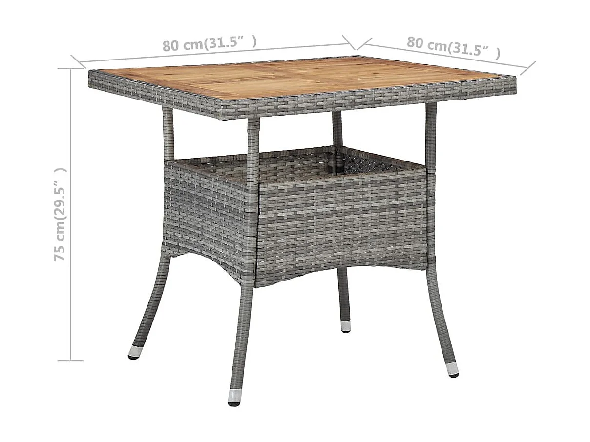 Table d'extérieur Gris Résine tressée et bois d'acacia solide GHR22970