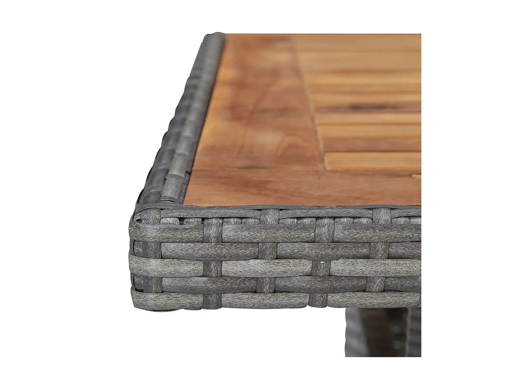 Table d'extérieur Gris Résine tressée et bois d'acacia solide GHR22970
