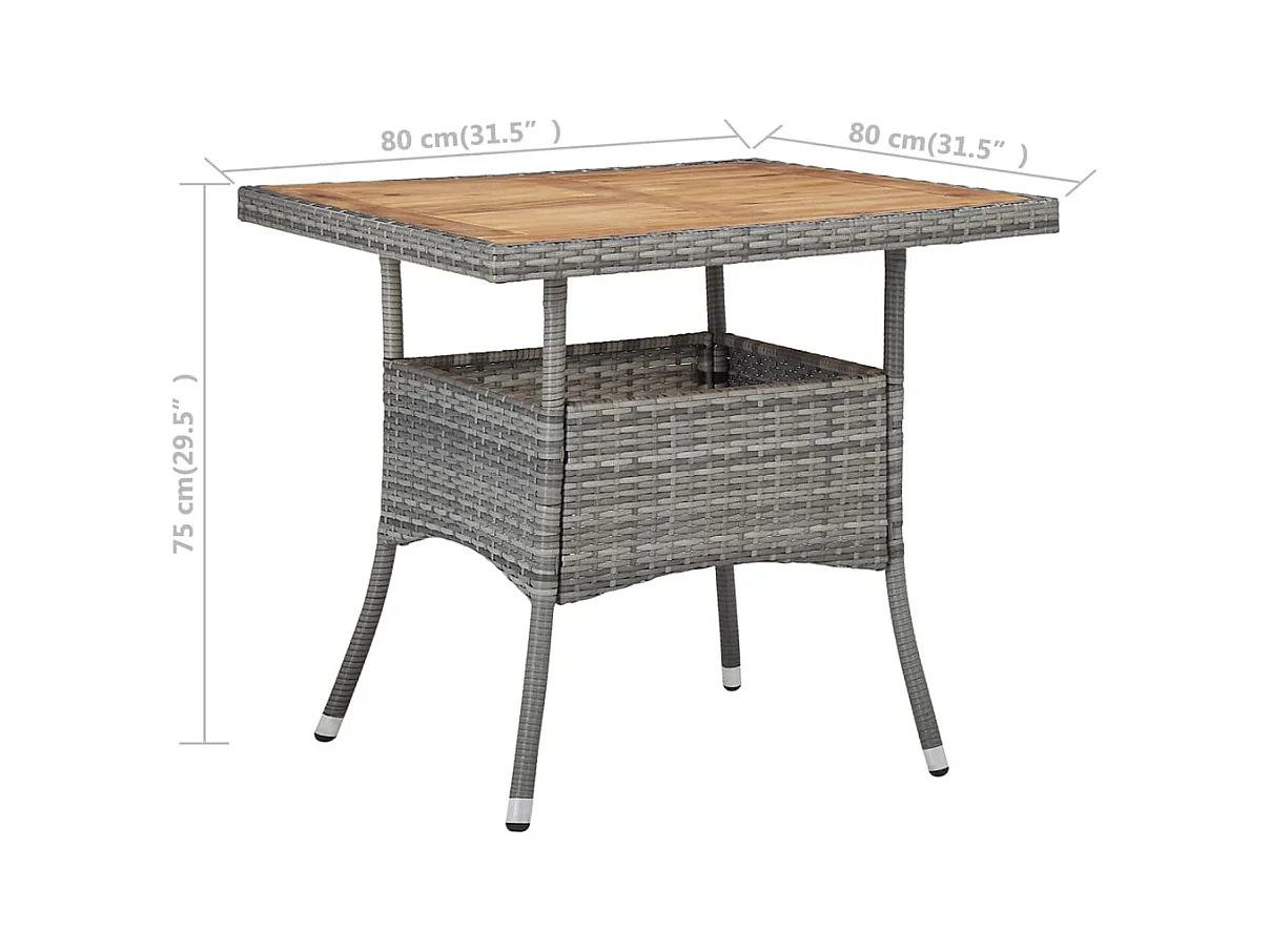 Table d'extérieur Gris Résine tressée et bois d'acacia solide GHR22970