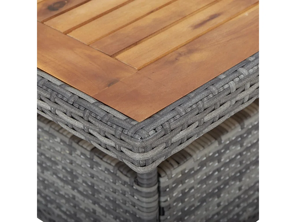 Mesa de jantar para exterior vime PE e acácia maciça cinzento PT371898