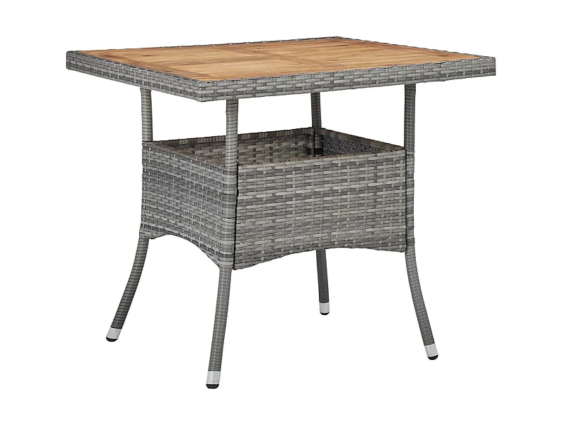 Table d'extérieur Gris Résine tressée et bois d'acacia solide GHR22970