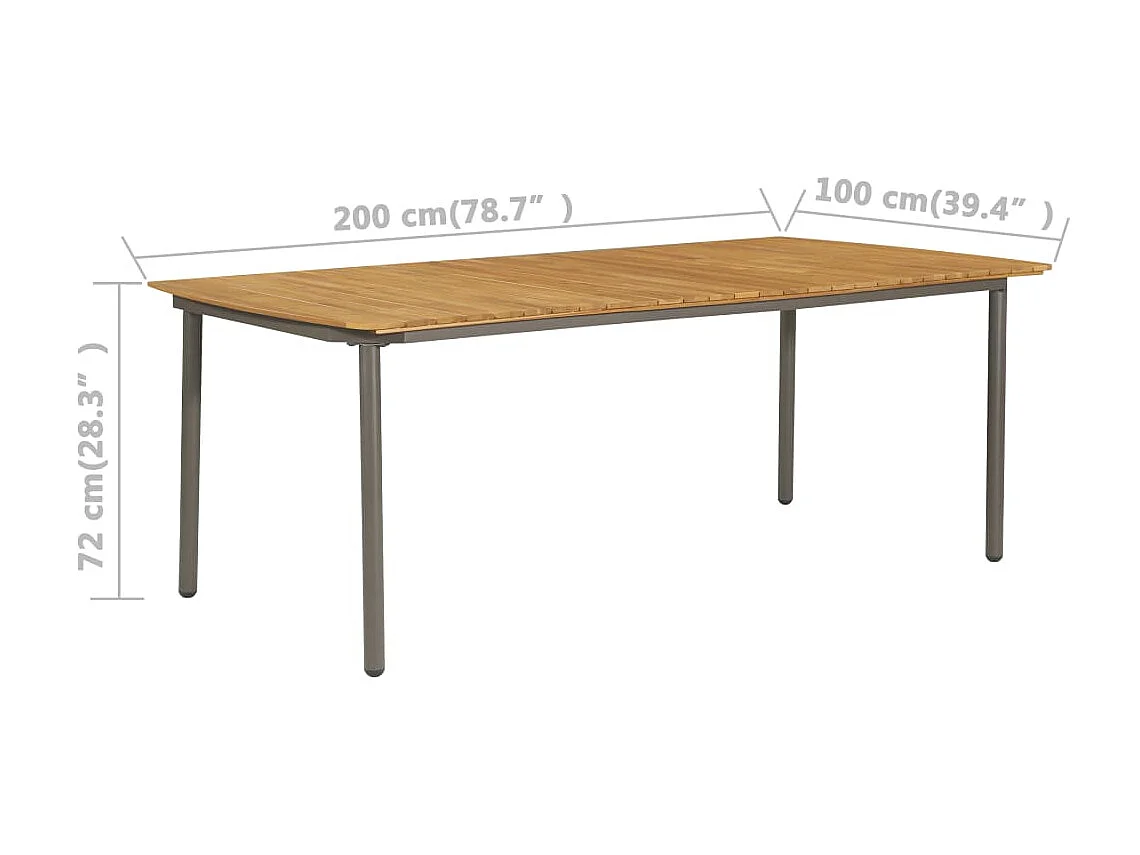 Table de jardin 200x100x72 cm Bois d'acacia solide et acier GHR58752