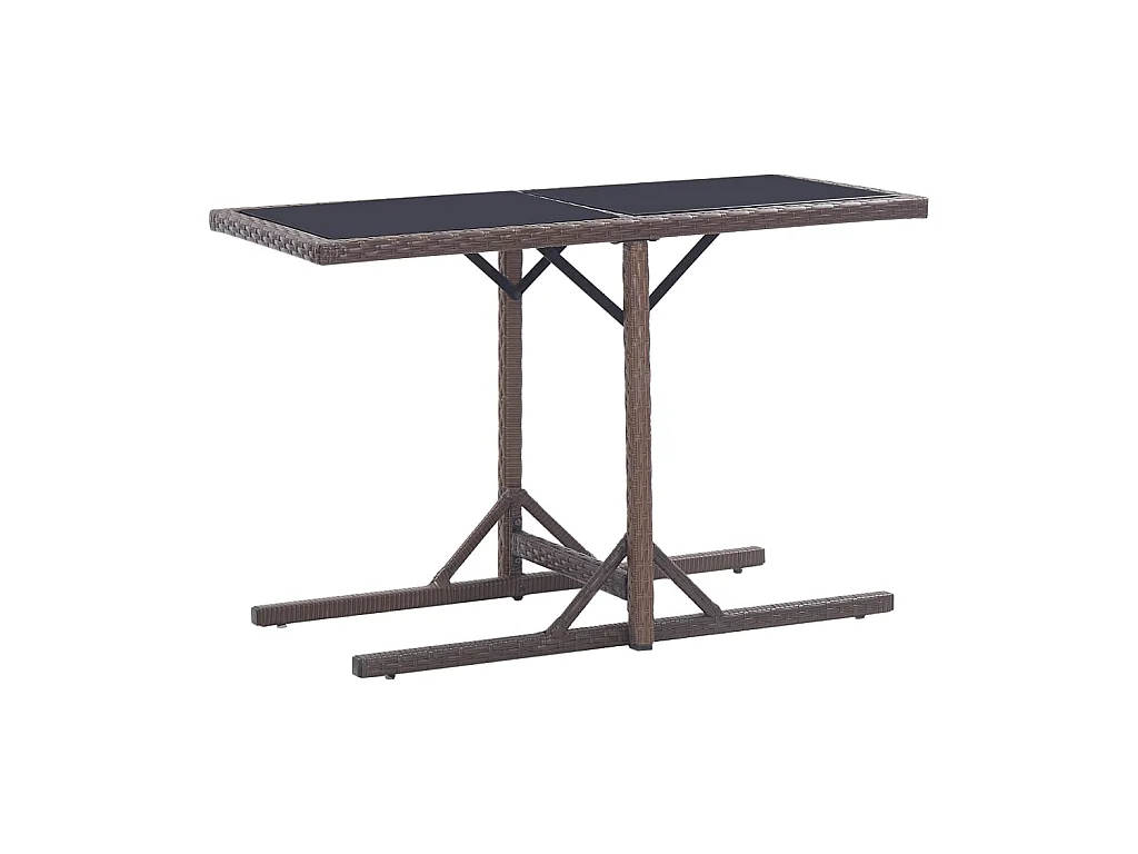 Table de jardin Marron 110x53x72 cm Verre et résine tressée GHR70784