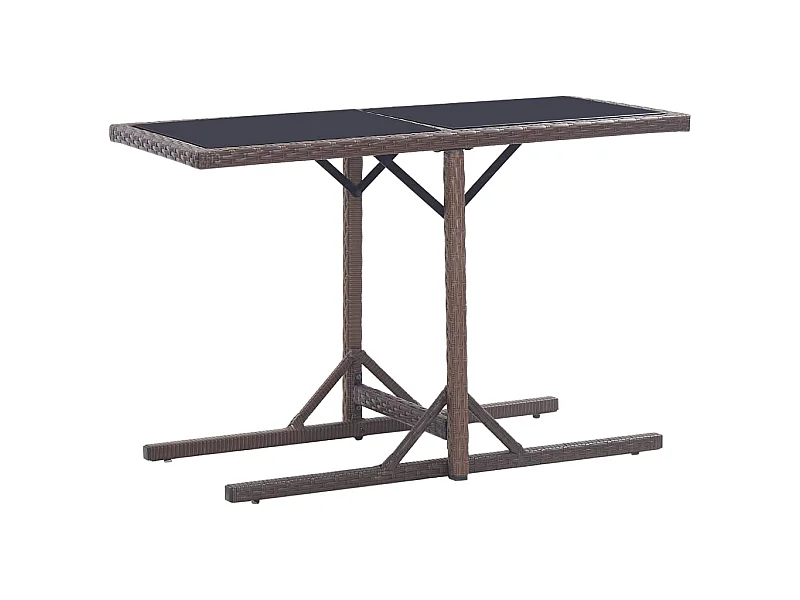 Mesa de comedor de jardín de vidrio y ratán sintético blanco 110x53x72 cm KOW87263