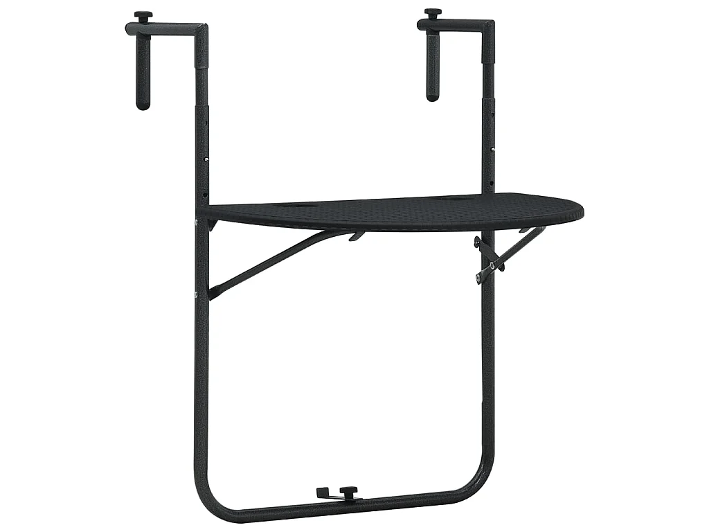 Mesa varanda pendurar 60x64x83,5cm plástico aspeto vime preto PT164342