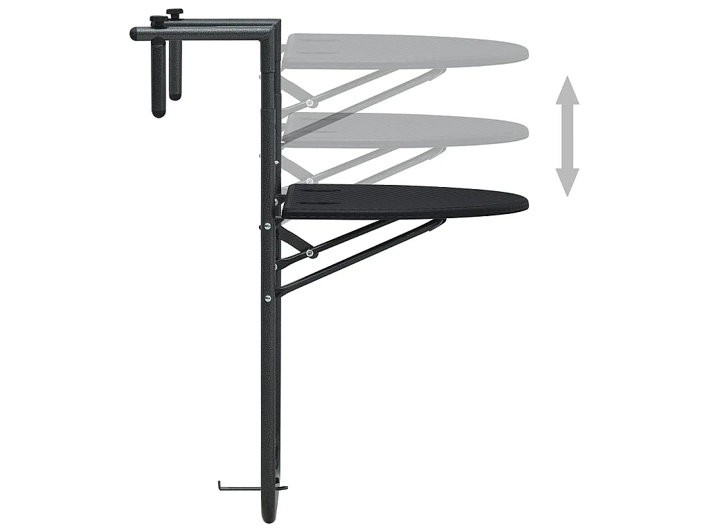 Mesa varanda pendurar 60x64x83,5cm plástico aspeto vime preto PT164342